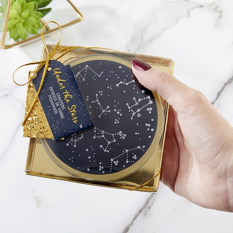 Kate Aspen Under the Stars Coaster Set, Navy/Gold/White - Image 1